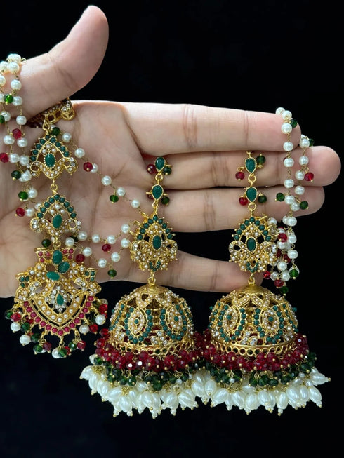 Noratan jhumke tika